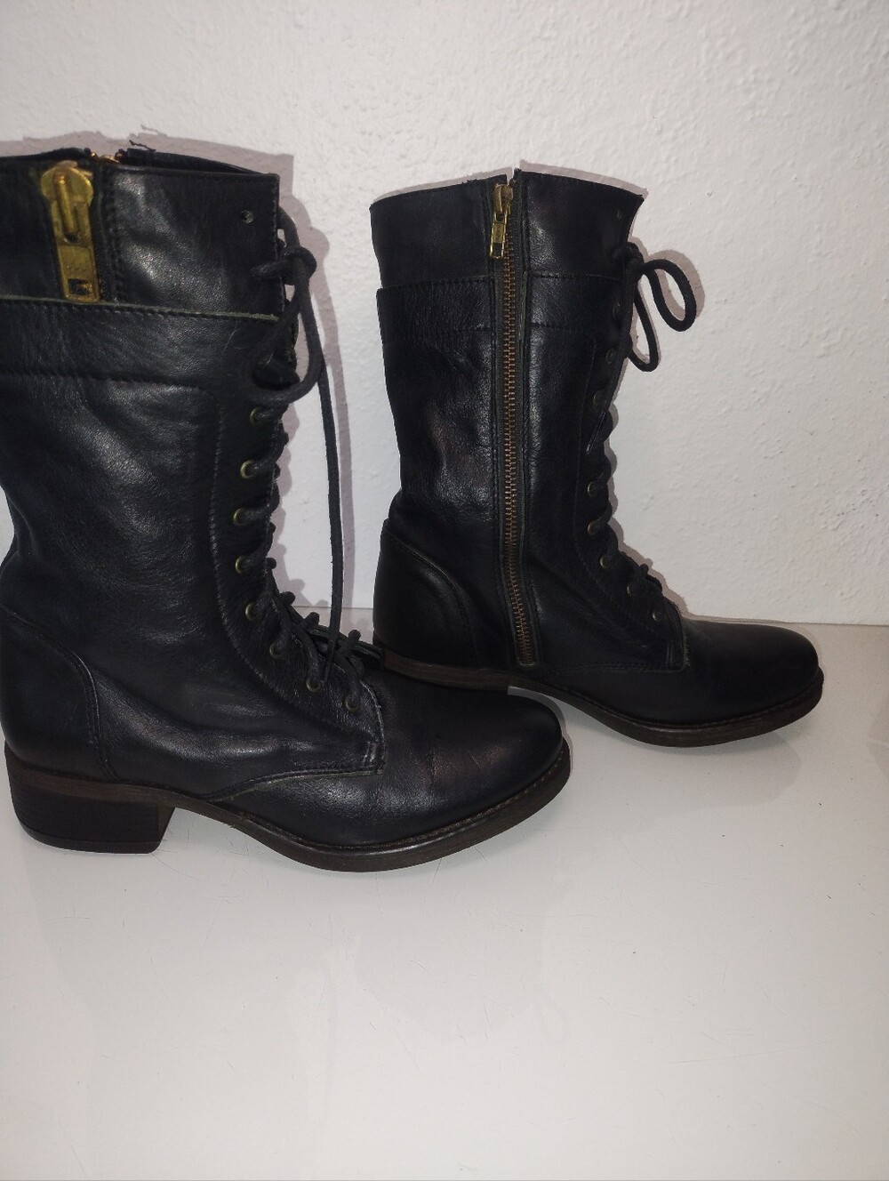 Steve Madden Barney Black Leather Boots. Womens Size 7.5 - Picture 11 of 14